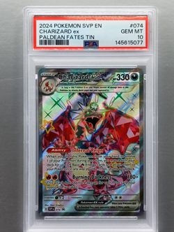 2025 Pokemon Paldean Fates Tin #074 Charizard ex promo PSA 10 - Image 1