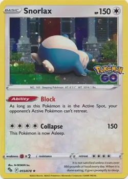 Snorlax - 055/078 - Cosmos Holo Promo - Pokemon GO - NM/M - New - Image 1