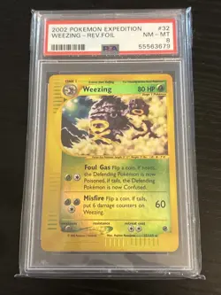 2002 Pokemon Expedition Weezing Rev. Foil PSA 8 - Image 1
