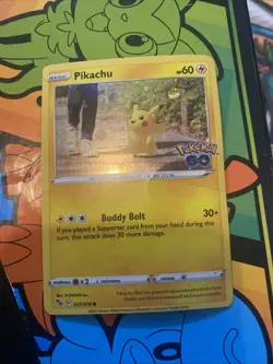 Pokemon Card TCG Pikachu 027/078 Pokemon GO Cosmos Holo Rare English Played - Image 1