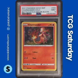 2021 POKEMON SWSH BS PROMO BATTLE STYLE 1-PACK BLISTER #SWSH092 CHARMANDER PSA 9 - Image 1
