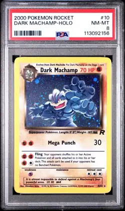 2000 Pokemon Rocket Dark Machamp Holo PSA 8 - Image 1