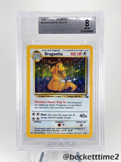 1999 POKEMON Fossil Dragonite Holo R 4/62 BGS 8 NM-MT - Image 1