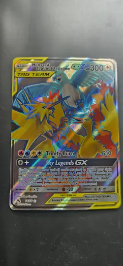 Pokemon Moltres & Zapdos & Articuno GX TAG TEAM Full Art 66/68 Hidden Fates Holo - Image 1