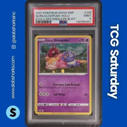 2021 POKEMON SWSH BS PROMO EVO SKIES #SWSH126 GALARIAN SLOWPOKE HOLO RARE PSA 9 - Image 1