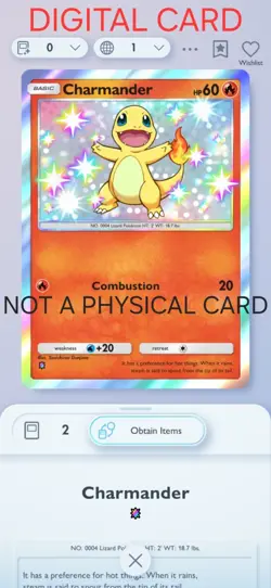Charmander Pokemon Pocket Mobile Game Card Shiny Card Shining Revelry Set - Image 1