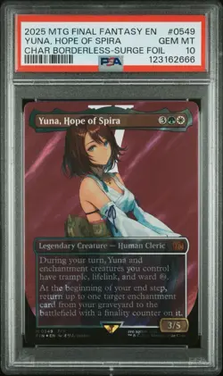PSA 10 MTG FINAL FANTASY SURGE FOIL #0549 YUNA, HOPE OF SPIRA Cert. #123162666 - Image 1