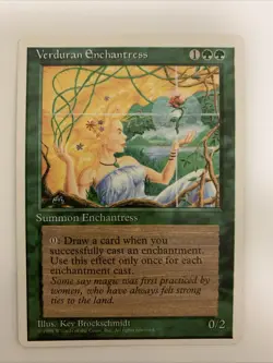 MTG NM Verduran Enchantress 4th Edition Free Shipping In The US With Tracking - Image 1
