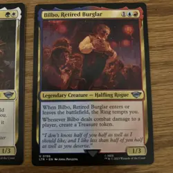 ￼ Frodo Baggins, Bilbo, & Gollum Patient Plotter LOTR MTG 3 Card Lot - Image 3