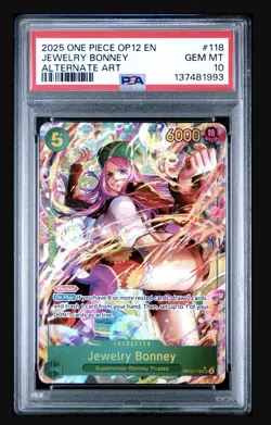 2025 ONE PIECE OP12 LEGACY OF THE MASTER #118 JEWELRY BONNEY ALT ART PSA 10 gem - Image 3