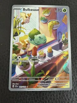 Pokemon TCG Bulbasaur Stellar Crown Illustration Holo Card 143/142 - Image 1