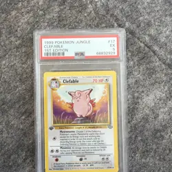 1999 CLEFABLE #17/64 1st Edition PSA 5 Pokemon Game Card - Image 1