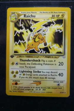 1st Edition RAICHU Neo Revelation Non Holo RARE Card 21/64 WOTC NM-MINT ⚡ - Image 1