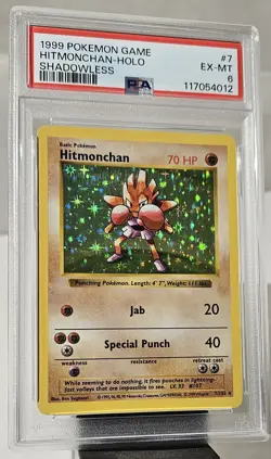 1999 Pokemon Base Set (SHADOWLESS HITMONCHAN )- HOLO GRADED PSA-6 CARD # 7/102 - Image 2