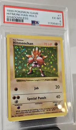 1999 Pokemon Base Set (SHADOWLESS HITMONCHAN )- HOLO GRADED PSA-6 CARD # 7/102 - Image 3