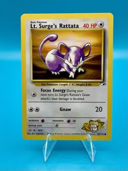 Pokemon TCG 1999-2000 Lt. Surge's Rattata 85/132 Gym Challenge Vintage LP - Image 1