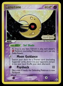 Pokemon Card - Lunatone Legend Maker 20/92 Reverse Holo Rare Stamped - Image 1