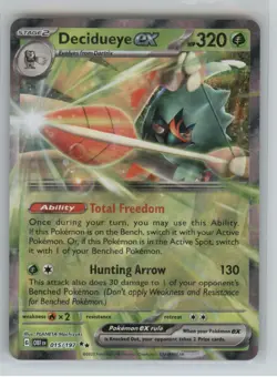 Pokemon TCG Decidueye EX Sv03: Obsidian Flames Holo Double Rare Card 015/197 - Image 1