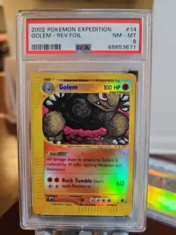 Pokemon TCG Golem Card 14/165 Reverse Holo Rare Expedition PSA 8 - Image 1