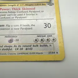 Snorlax 27/64 Rare Jungle Pokemon Unlimited Moderately Played 2 - Image 4