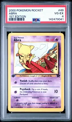 2000 Pokemon Rocket Abra #49 1st Edition PSA 4 - Image 1
