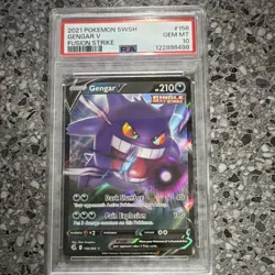 Pokemon Gengar V Ultra Rare Holo Fusion Strike 156/264 PSA 10 GEM MT - Image 1