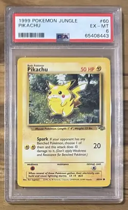 1999 Pokemon Jungle Pikachu Non Holo PSA 6 PSA # 65408443 - Image 1