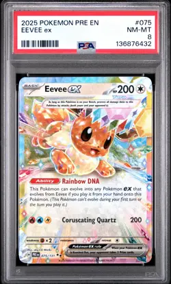 2025 POKEMON PRE EN-PRISMATIC EVOLUTIONS #075 EEVEE EX PSA 8 - Image 1