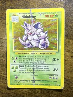 Nidoking 11/102 Base Set Unlimited Rare Pokemon TCG Holo HP DMG - Image 1