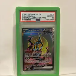 Pokemon TCG Temporal Forces Iron Crown SIR 206/162 PSA MT 10 With Guard - Image 1