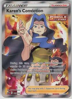 Pokemon Karen's Conviction (Full Art) Ultra Rare SWSH06: Chilling Reign 193/198 - Image 1