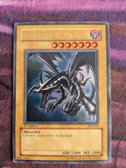 Red Eyes Black Dragon SDJ-001 1st Edition HP Yu-Gi-Oh no creases - Image 1