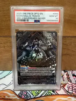 2025 One Piece OP12 SEQUENTIAL Marshall D. Teach 3rd Anniversary Gold & Silver - Image 3