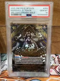 2025 One Piece OP12 SEQUENTIAL Marshall D. Teach 3rd Anniversary Gold & Silver - Image 4
