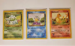 Starter pokemon cards Charmander Squirtle Bulbasaur Base Set Fan favorites - Image 1