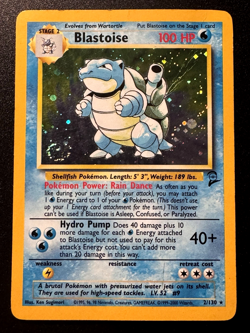 Blastoise 2/130 Base Set 2 Pokemon Card Holo Foil Rare Swirl HP - Image 1