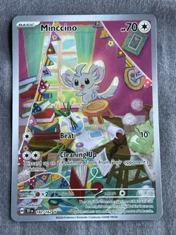 Pokemon Minccino Holo Illustration Rare Card 182/162SV05: Temporal Forces - Image 1