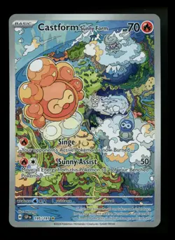 Castform Sunny Form 195/191 Surging Sparks 2024 IR Holo Rare Pokemon Card TCG - Image 1