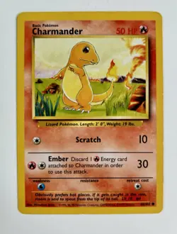 Charmander 1999 Pokemon Base Set Unlimited #46/102 * Light Play - Image 1