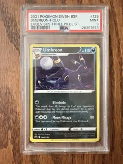 Pokemon TCG Umbreon SWSH129 Black Star Promo Holo Card PSA 9 - Image 1