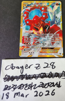 Pokemon TCG Volcanion EX (Secret) #115/114 XY Steam Siege Holo Rare, MP - Image 1