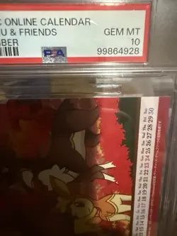 2024 PC Online Calendar Pokemon Pikachu & Friends November PSA 10 - Image 3