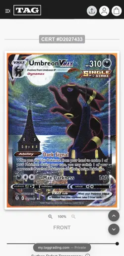 Pokemon Umbreon VMAX 095/203 Evolving Skies Ultra Rare Holo TAG 8 Single Strike - Image 1