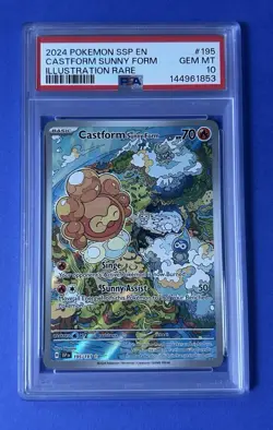 2024 Pokemon SSP EN Castform Sunny Form Illustration Rare #195 PSA 10 GEM MT - Image 1