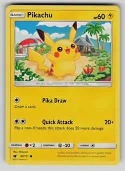 Pikachu 30/111 Common Crimson Invasion Pokemon LP - Image 1