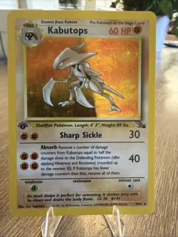 Pokemon TCG Original Fossil Set Kabutops Card 9/62 1st Edition Rare Holo - Image 1