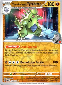 Pokemon Team Rocket's Tyranitar Reverse Holo Rare SV10: DRI - 096/182 NM - Image 1