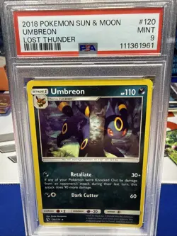2018 POKEMON SUN & MOON LOST THUNDER #120 UMBREON - PSA 9 - Image 1