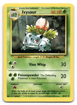 Ivysaur LP 30/102 Base Set Unlimited Pokemon Uncommon - Image 1