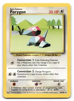 Porygon LP 39/102 Base Set Unlimited Pokemon Uncommon - Image 1